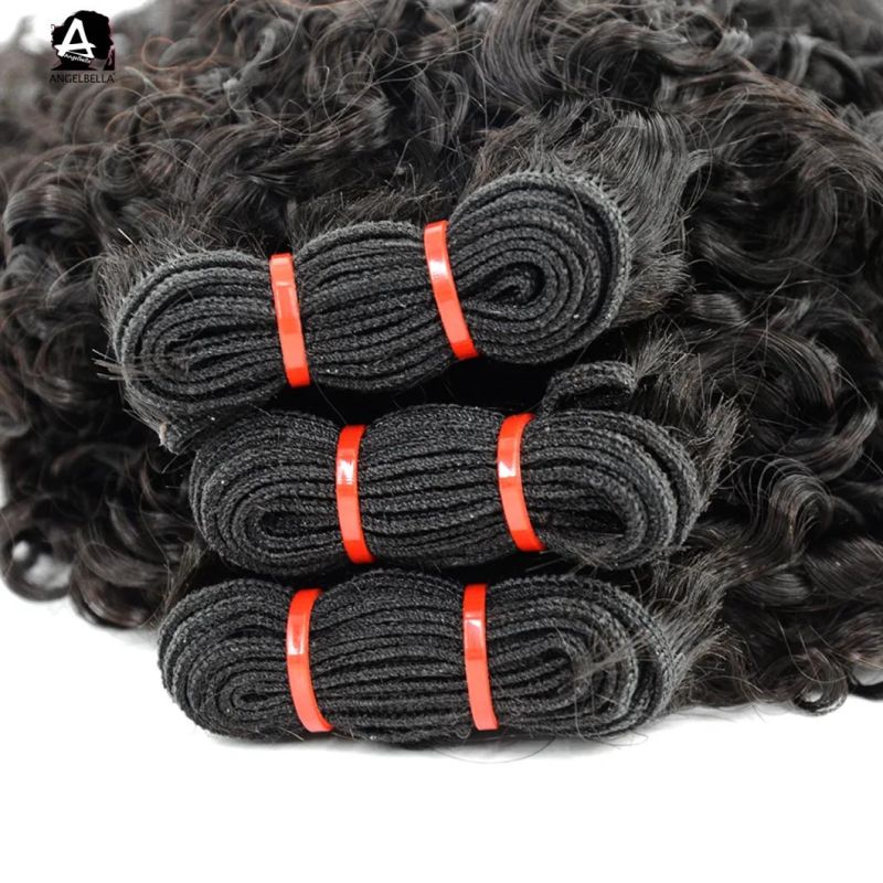 Angelbella Wholesales Pixie Curl Hair Weaving Natural Black Indian Remy Human Hair Bundles