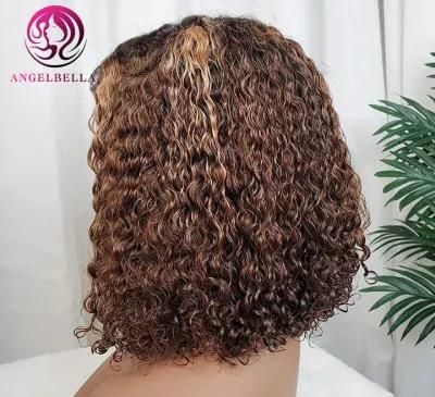 Brazilian Curly Bob Wig Colored 613 Blond Human Hair HD Full Lace Front Short Perruque Bob Wigs with Bangs for Black Women