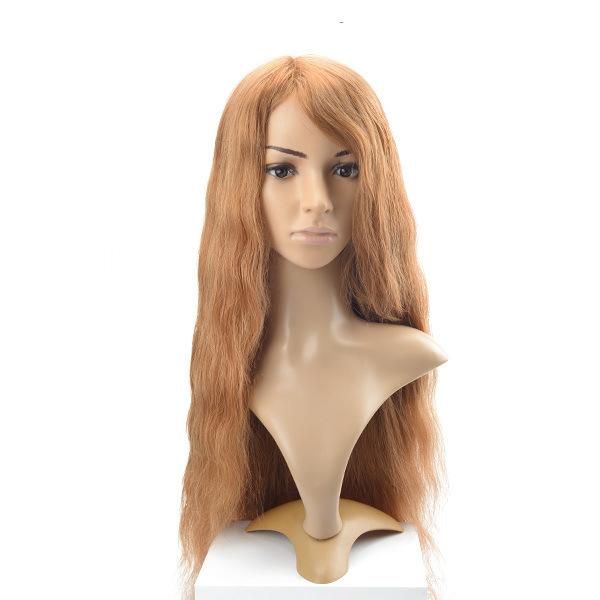 Custom Ladies PU and Lace Base Real Human Hair Silk Top Wig