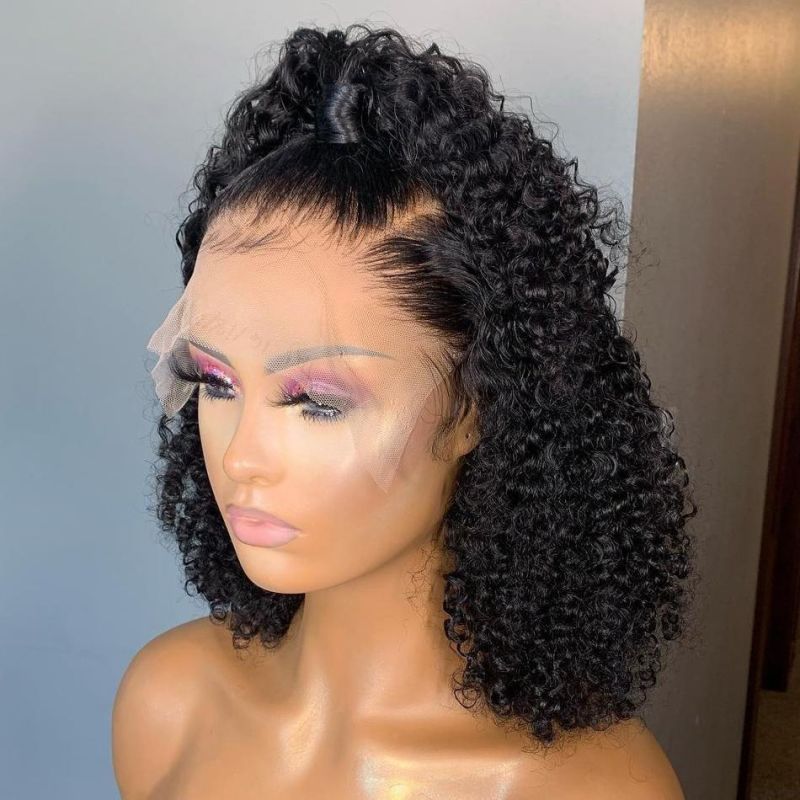 Wholesale Full Lace Wigs China 13X4 Lace Front Human Hair Wig Cheap Brazilian Hair Wigs Preplucked for Black Women Kinky Curly Lace Frontal Virgin Hair Wig