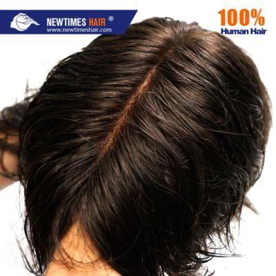 French Lace with PU Coating Perimeter Natural Virgin Human Hair Toupee Extension