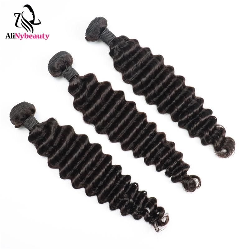 Alinybeauty Top Quality 12A Brazilian Virgin Cuticle Aligned Hair 100% Human Hair From Young Girls Loose Deep Wave Hair Bundles