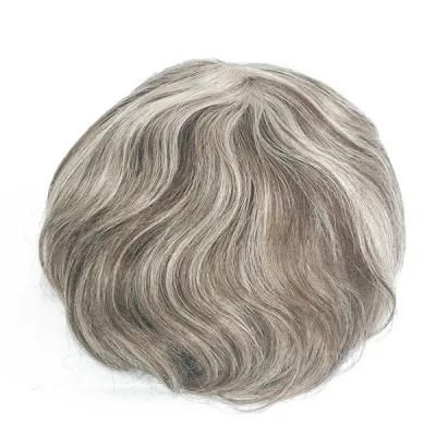 Men&prime;s Hair System French Lace with Clear PU Around with Spot Highlight