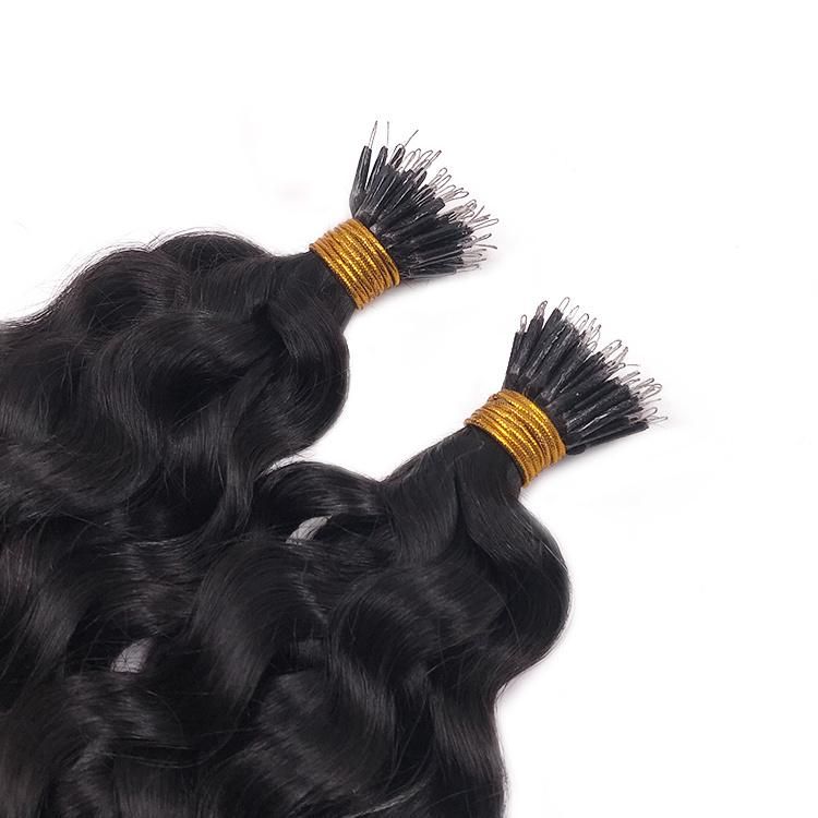 Double Drawn Nano Ring Brazilian Virgin Hair Deep Wave Hair Weave Extensions