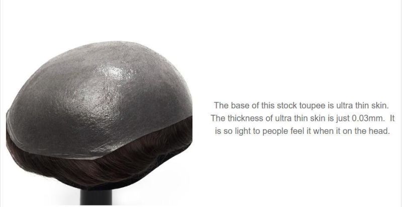 High Quality Real Hair! with a Base of 0.03mm Men′s Wigs