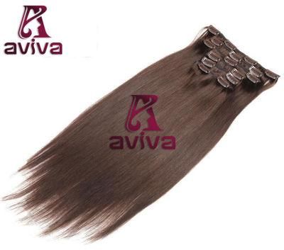 Clip in Human Hair Extension 14inch 110gram Virgin Hair Extension Brazilian Hair Extension Clip on Hair Extension (AV-CH05-16)