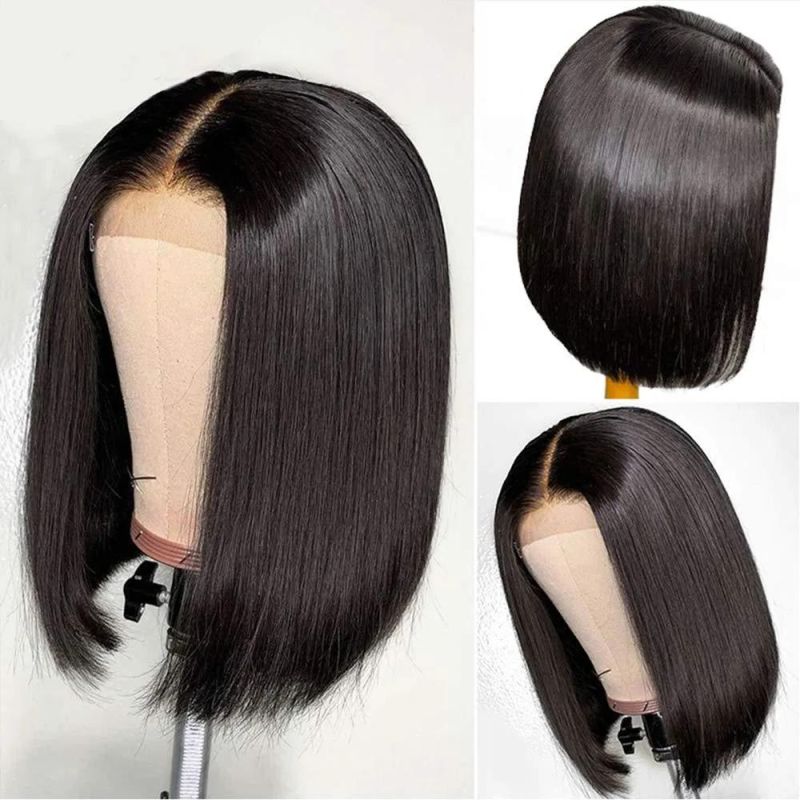 4*4 150% 8 Inch Short Bob Straight Black Women Hair Real Human Natural Hair Wigs Dropshipping Wholesale