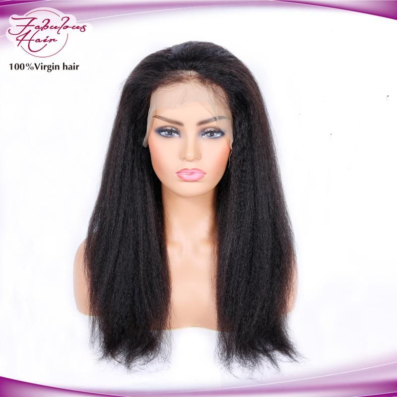 16 Inch Best Kinky Straight Human Hair HD Lace Front Wig