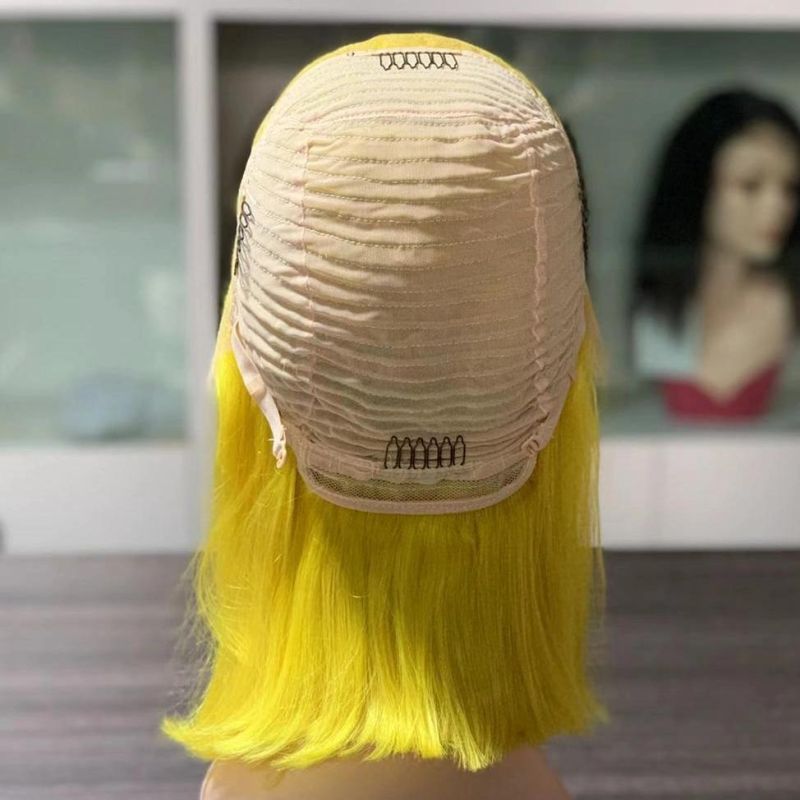 Wholesale Pink Rellow Orange Color Brazilian Virgin Human Hair Colored Lace Frontal Bob Wig Hot Wigs