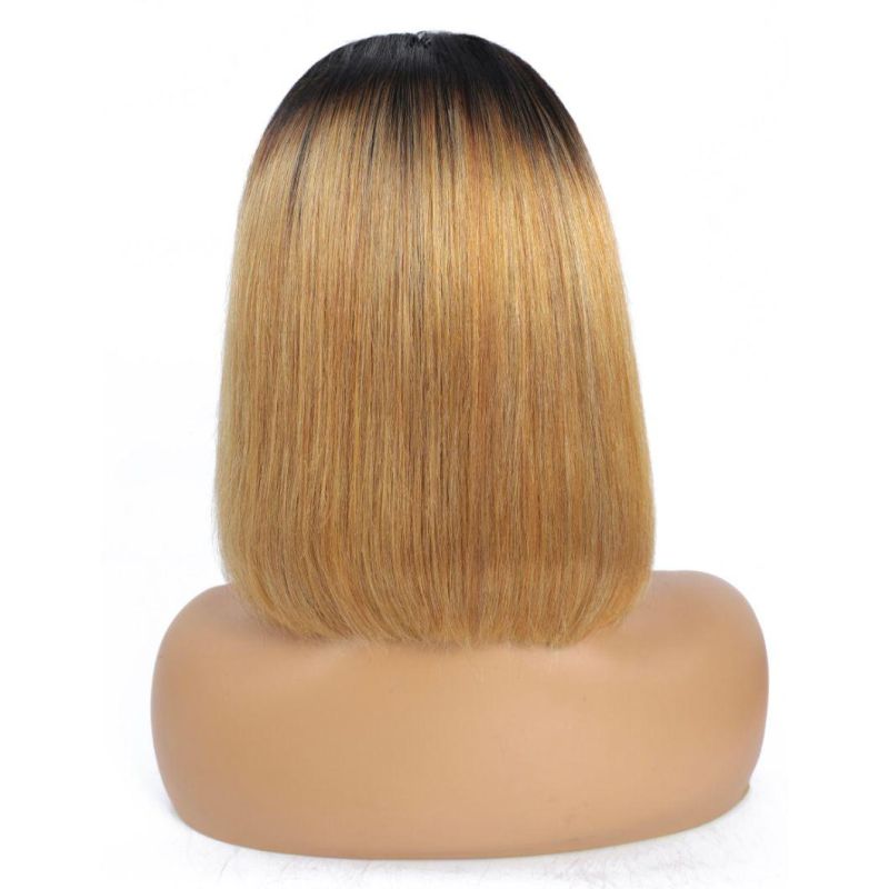 Kbeth Two Tone Human Hair Wigs for Black Women 2021 Summer 100% Virgin Brazilian Remy Customized Straight Short Bob 16 Inch HD Full Lace Wig Direct Sale