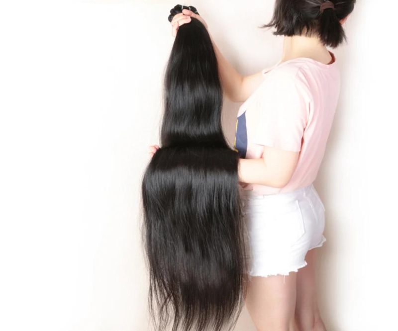 Straight Raw Virgin Human Hair Bundle Unproccessed Human Remy Hair Weave for Women Natural Color Double Weft