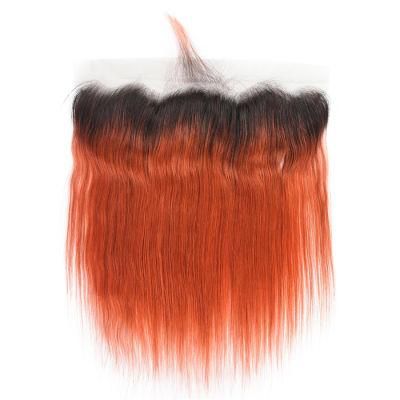 13X4 Ear to Ear Lace Frontal Closure Free Part Pre-Plucked Ombre Color T1b/350 14inch