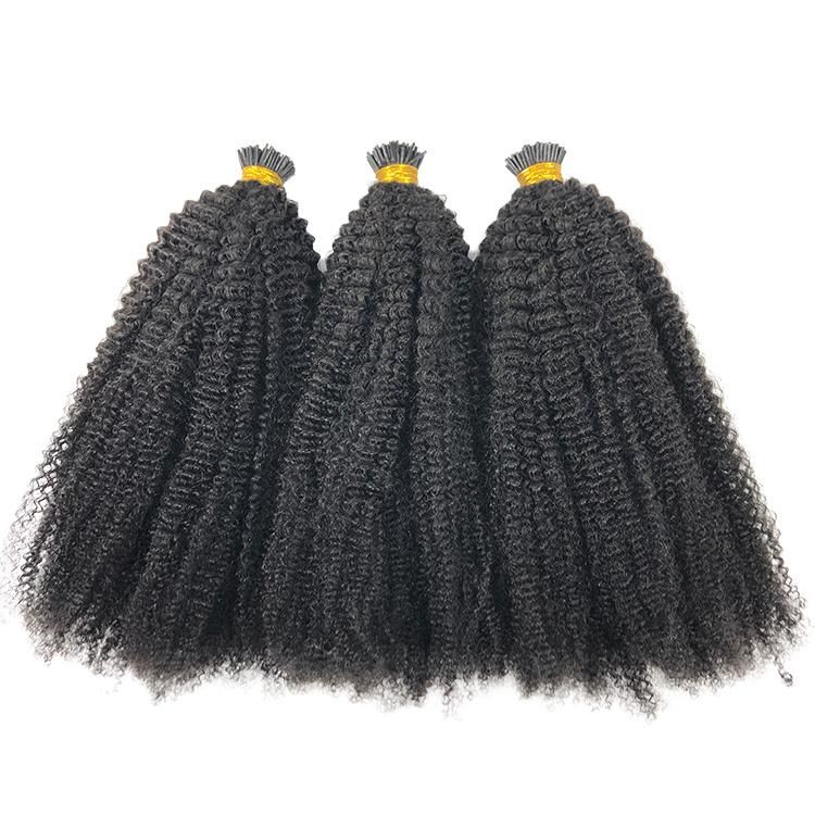 12A 100% Raw Unprocessed Human Hair Micro Links 4b Curly I Tip Hair Extensions