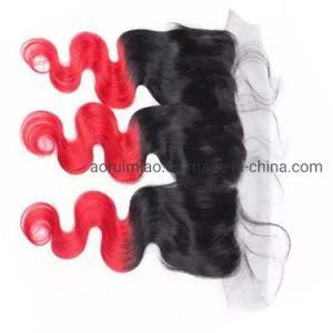 Factory Cheap Virgin Raw Straight Body Wave Remy Brazilian Ombre Hair Lace Frontal Closure