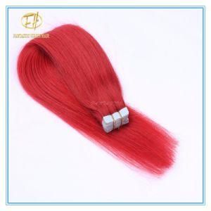 Customized Color High Quality Red Color Double Drawn Tape Hairs Extension Hairs with Factory Price Ex-034