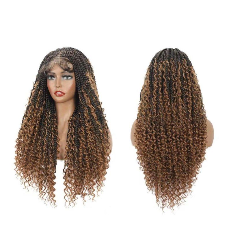 20 Curly Braided Wigs 4X4 Soft Swiss Lace Front Cornrow Box Braids with Baby Hair Fully Handmade Lightweight Synthetic