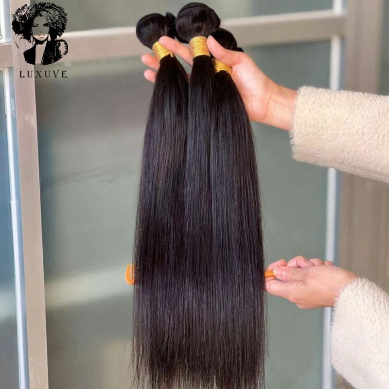 Luxuve Wholesale Factory Large Stock Fast Delivery 10A Mink Hair Bone Straight Human Hair Bundles with Closure Cambodian Hair