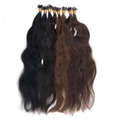Raw Cuticle Aligned Human Hair Natural Wavy Flat Tip Hair Extensions