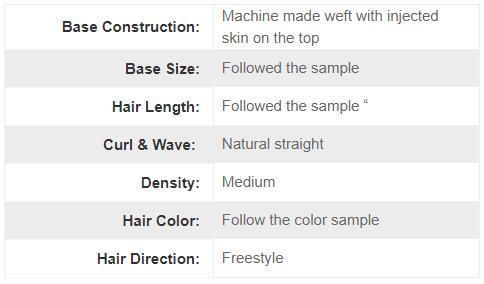 Machine Made Wefts with Injected Skin Top Hair Extension Replacement Systems