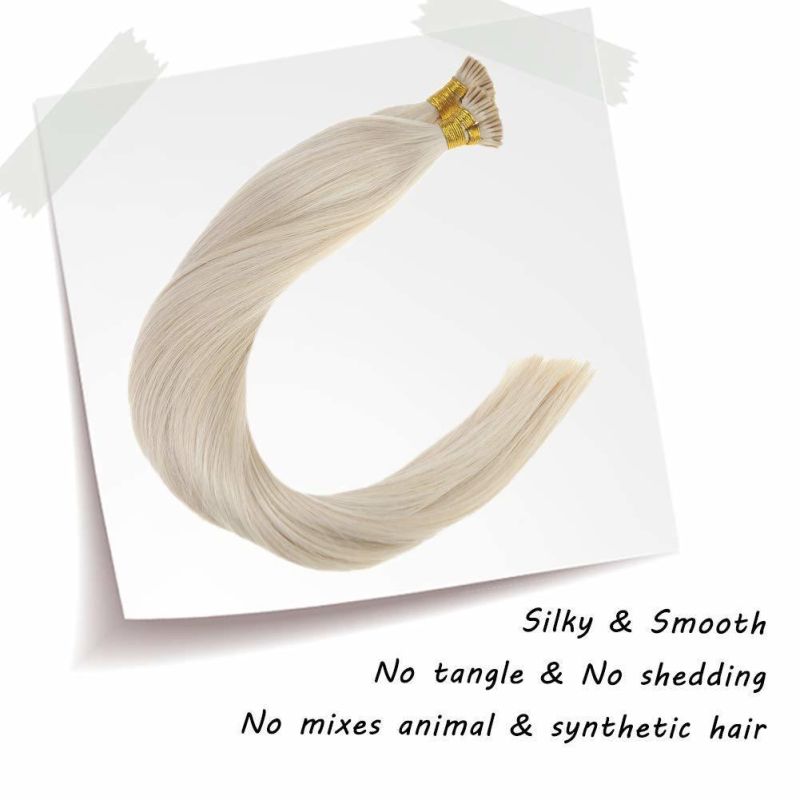 Blonde I Tip Hair Extensions Human Hair, 7A Grade Salon Quality Straight Pre Bonded Thick Human Hair Extensions, 14inch 50g/Pack