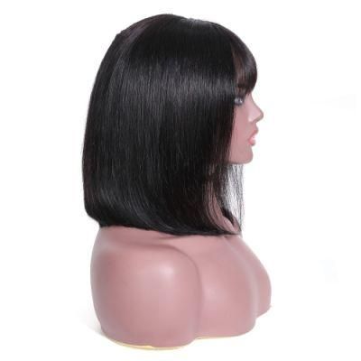 Riisca 100% Virgin Straight Human Hair Bob Wig Lace Frontal Black Bob Wig for Ladies