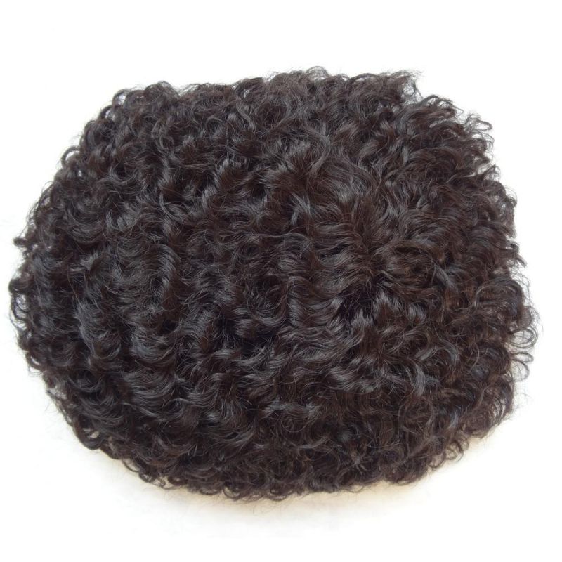 Kbeth Toupee Ominilace 12mm Loose Curly Hairpieces 100% Indian Remy Full Lace Human Hair African American Curl PU Thin Skin Toupees for Black Man Wigs