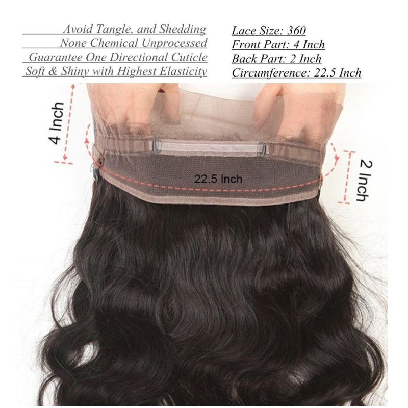 360 Lace Frontal Closure Brazilian Body Wave Closure Free Part Baby Hair Around Remy Human Hair