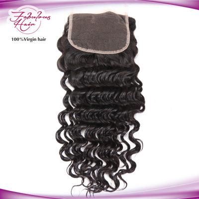 Factory Price 4*4 Lace Closure Human Hair with Deep Wave