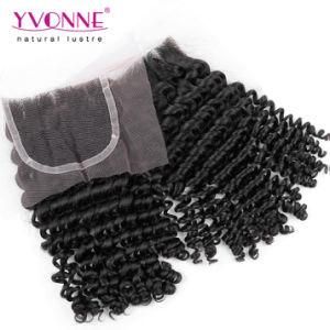 Yvonne Brazilian Kinky Curly Virgin Human Hair Lace Top Closure 1b Color
