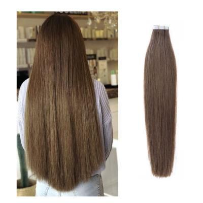 Hair for Salon 22 Inch Skin Weft Tape in Straight Human Remy Hair Extensions Double Sided 40PCS 100g/Pack (#6) Chestnut Brown