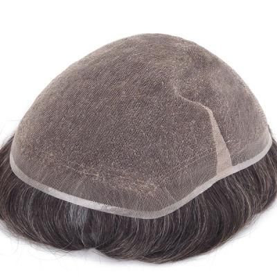 Delicate Lift Injected Super Thin Skin Base Gray Male Hair Replacement for Men