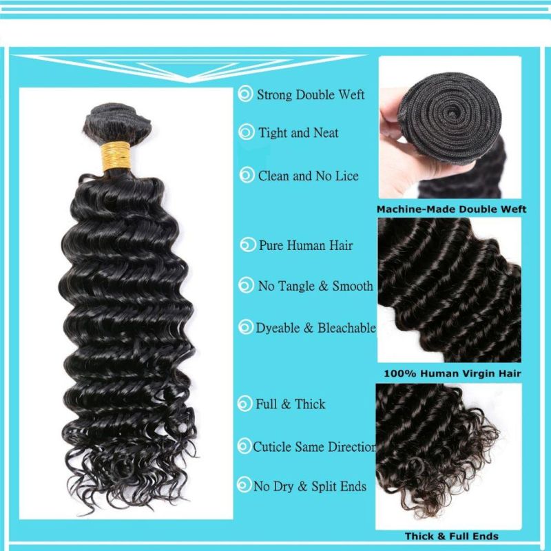 Peruvian Deep Wave Human Hair Bundles 1 Bundle Remy Hair Natural Color Hair Extension