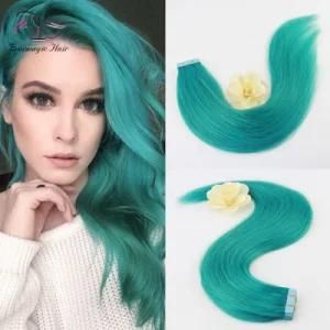 Full Hair 20 PCS Per Package Colorful of Teal Remy Tape in Extensions Human Hair