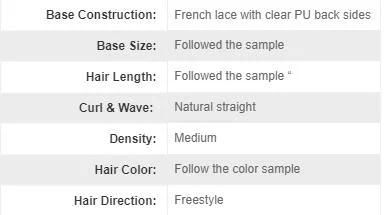 Women’ S Hair Replacement French Lace with Clear PU Back Sides Q6 613 Blond Long Hair