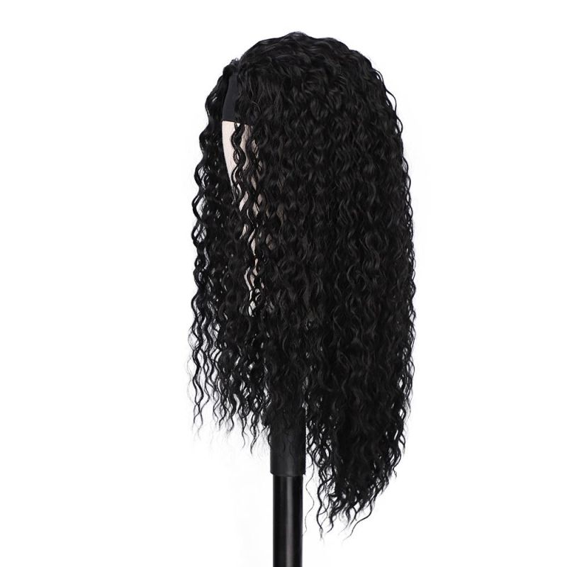 24 Inch Synthetic Body Wave Cheap Black Women Headband Wigs