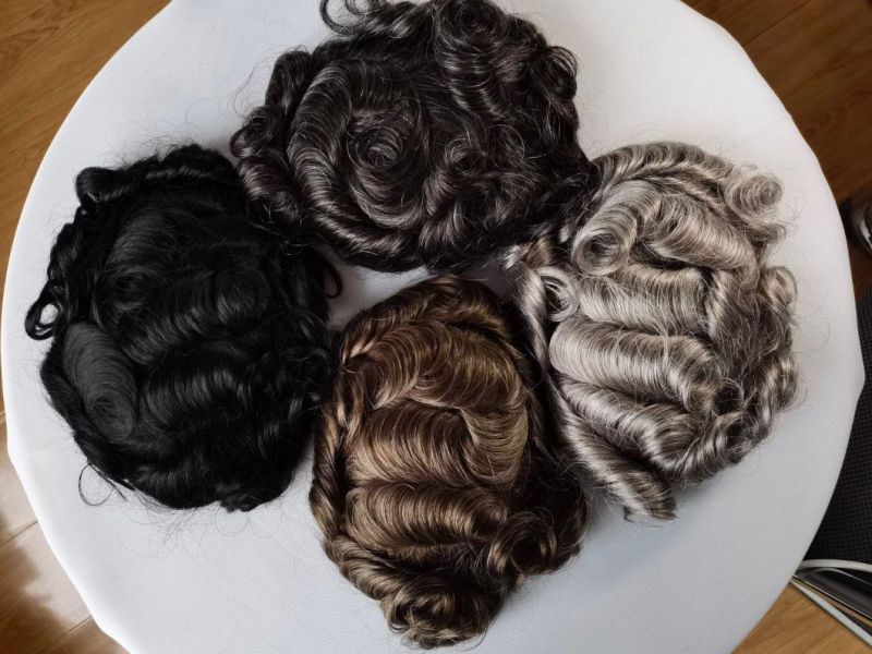 2022 Bleached Knots Full Swiss Lace Human Hair Toupee