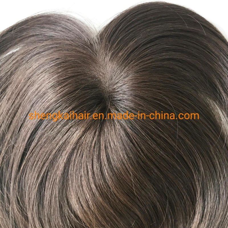 Wholesale Handtied Human Hair Synthetic Hair Mix Lady Hair Topper