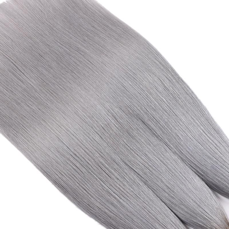 T1b/Grey 100g10A Straight and Curly Human Hair Extension Hair Bundles with Double Drawn for Black Women 26"