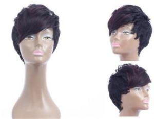 Short Straight Wig Human Hair with Long Bangs