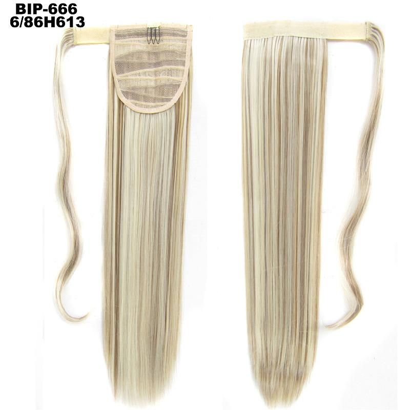 Silky Straight Synthetic Magic Paste Clip in Ponytail Hair Extension