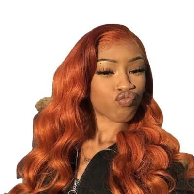 Kbeth Dark Orange Wig Headgear Remy Hair Real Hair Body Wave Wig 13_4 Wigs Human Hair Lace Front China Wig in Stock Wholesale