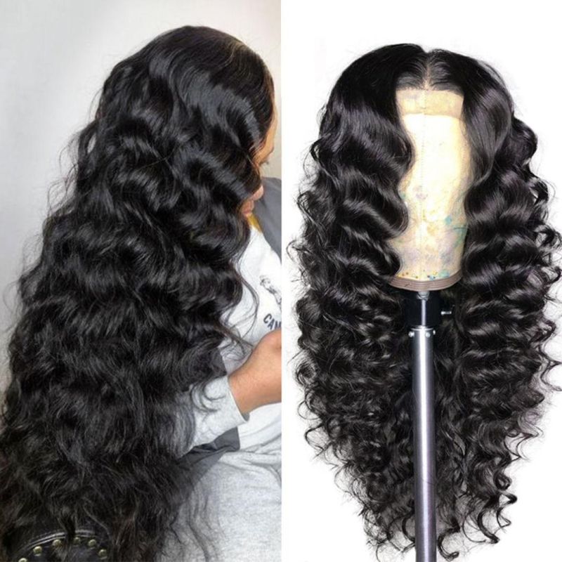 Transparent Frontal Wig Loose Deep Wave 13X4 Lace Front Wig Pre Plucked Lace Front Human Brazilian Hair Wigs for Women 4X4 Closure Wig 26 Inch