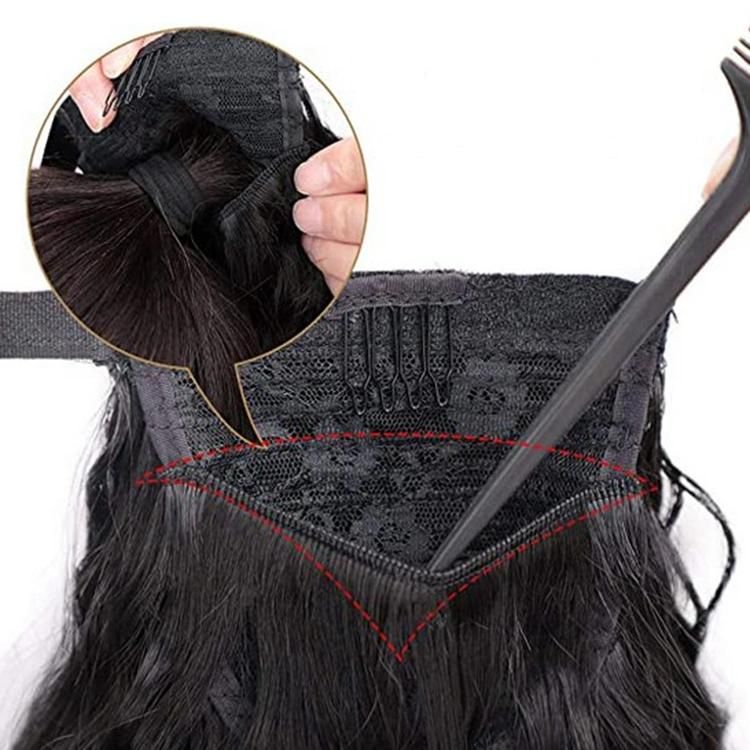 24inch Ombre Blond Wrap Synthetic Ponytail Hair Extensions Long Clip in Hair Extension with Hairpins