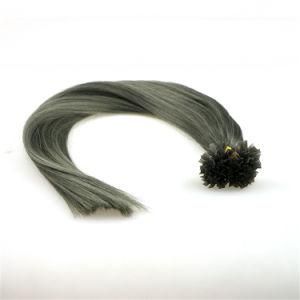 16&quot; Nail Tip Remy Hair Extensions Silver-Grey-Silk-Straight-Best-Quality-Hair-Factory-Price-Thick-Hair-End-Double-Drawn