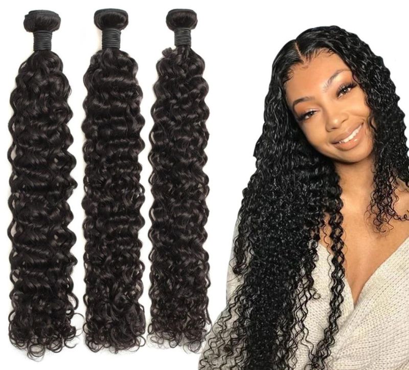 Water Wave Human Hair Bundles Curly Deep Brazilian Hair Weave Bundles Long Hair Extension Bundles Remy Extensions 30 Inches