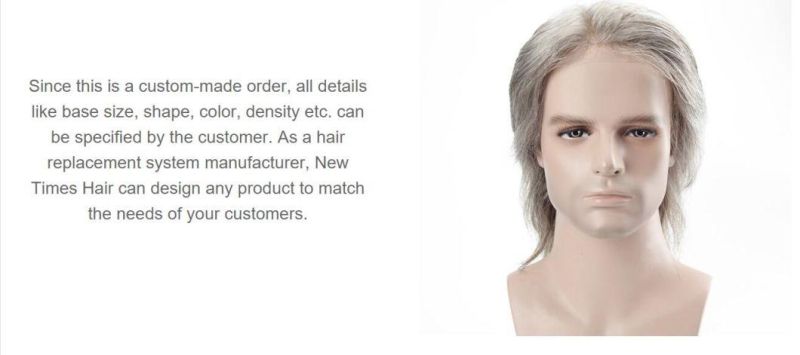 Full Cap Men′s Wig High Quality Two Tone Grey