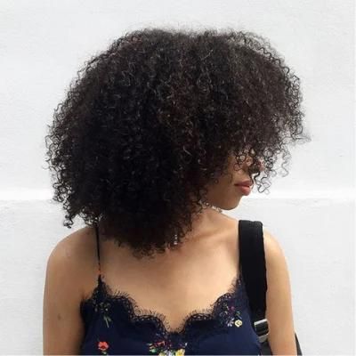 Peruvian Virgin Afro Kinky Curly Hair 3 Bundles with Lace Closure
