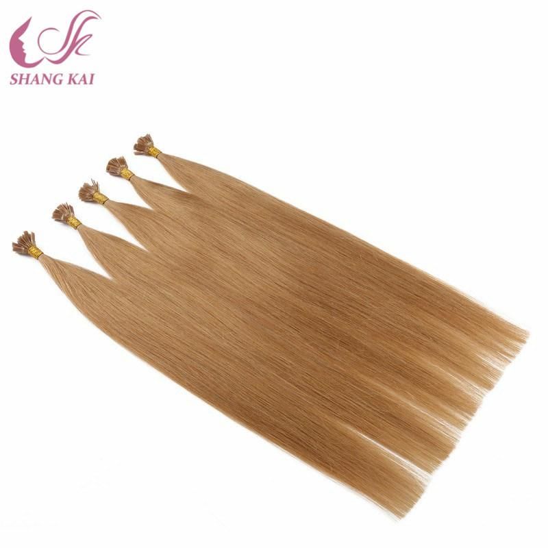 China Human Hair Raw Indian Hair Honey Blonde Pre Bonded Keratin Flat Tip Virgin Hair Bundles