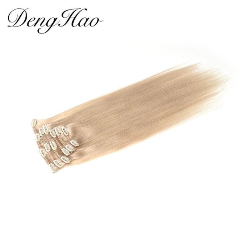 Top Grade European Double Drawn Human Hair Clips Hair Extenion