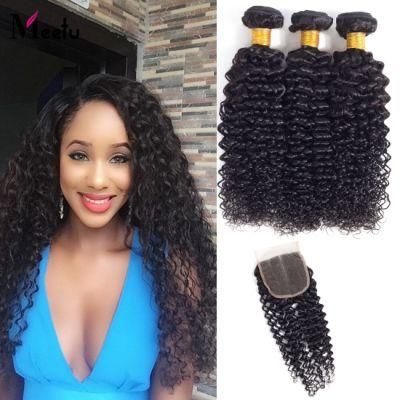 100% Unprocessed Brazilian Hair Extension Kinky Curl Human Hair with Closure